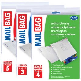 Plastic Mailing Envelopes White With Printed Panels