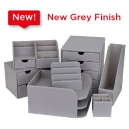 Osco Faux Leather Desk Organiser Grey
