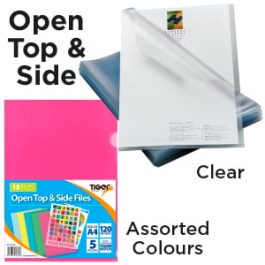 A4 Plastic Folders Open Top & Side