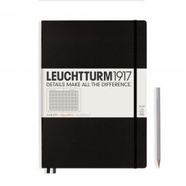 Leuchtturm A4+ Black Hardcover Master Slim Notebook With Numbered Pages Squared