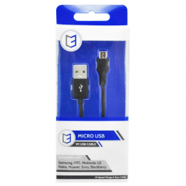 KHD Charger Cable For Samsung, HTC, Huawei – 1 Metre Micro USB Black
