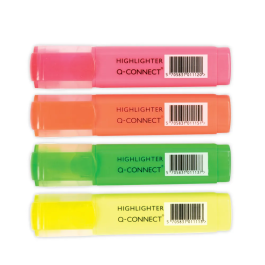 Q-Connect Assorted Highlighters Pens Pk 4