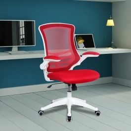 The Rome Mesh Operator’s Chair Red With White Base