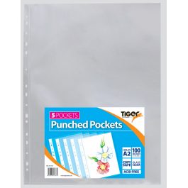 Tiger Punched Pockets A2 100 micron Portrait Pk 5