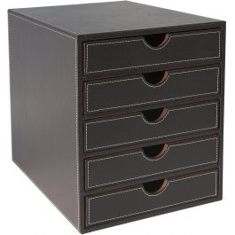 Osco Faux Leather 5-Drawer Sorter Brown