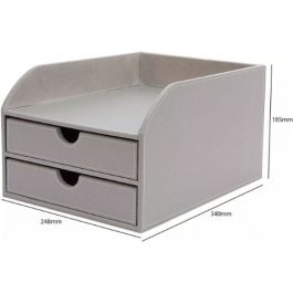 Osco Faux Leather 2-Tier Sorter with Top Tray Grey