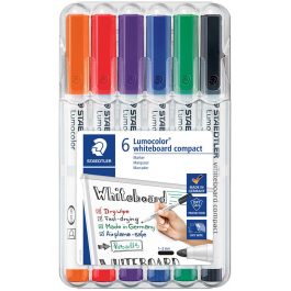 Staedtler Compact Whiteboard Markers Wallet of 6 Assorted