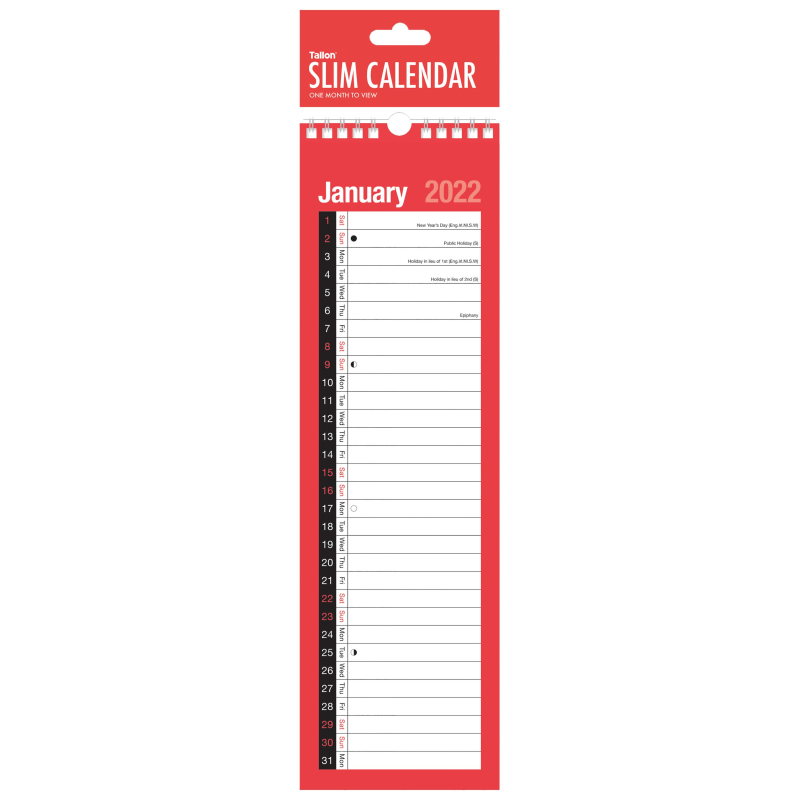 Tallon Slim 2021 Calendars 