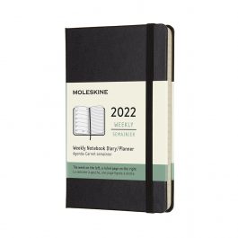 Moleskine 2022 Weekly 12 Month Pocket Diary Black Hard Cover