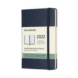 Moleskine 2022 Weekly 12 Month Pocket Diary Sapphire Blue Hard Cover