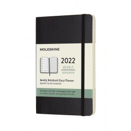 Moleskine 2022 Weekly 12 Month Pocket Diary Black Soft Cover