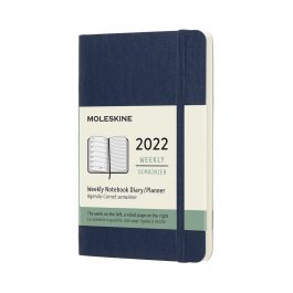 Moleskine 2022 Weekly 12 Month Pocket Diary Sapphire Blue Soft Cover