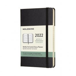 Moleskine 2022 Weekly 12 Month Pocket Horizontal Diary Black Hard Cover