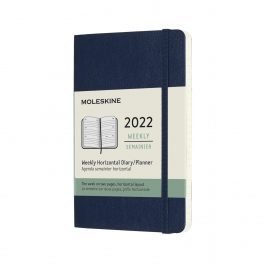 Moleskine 2022 Weekly 12 Month Pocket Horizontal Diary Sapphire Blue Soft Cover