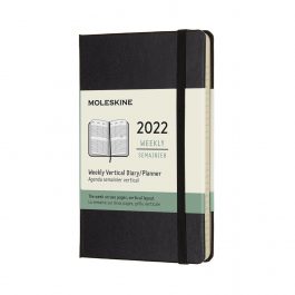 Moleskine 2022 Weekly 12 Month Pocket Vertical Diary Black Hard Cover