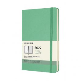 Moleskine 2022 Weekly 12 Month Large Diary Ice Green Hard Cover