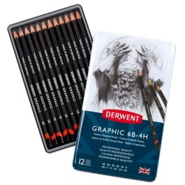 Derwent Graphic Pencils Medium Grades 6B – 4H Tin Of 12