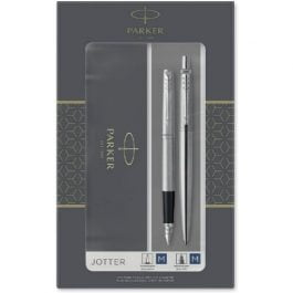 Parker Jotter Duo Stainless Steel Chrome Trim Fountain Pen & Ballpen Set
