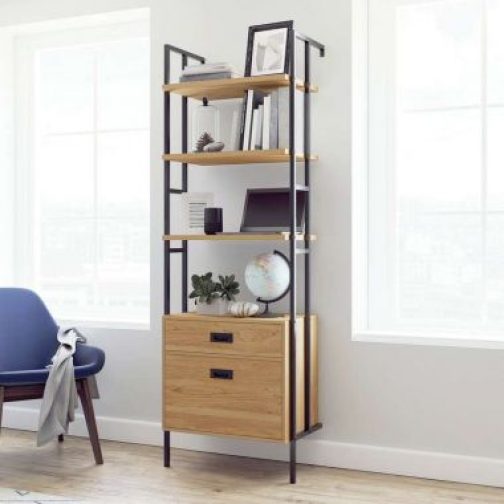 Teknik Hythe Wall Mounted 4 Shelf Bookcase With Drawers