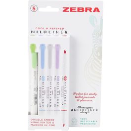 Zebra Mildliner Double Ended Highlighters Cool and Refined Pk 5