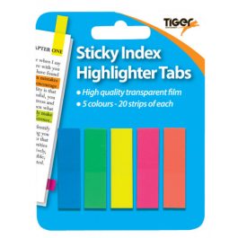 Tiger Index Sticky Highlighter Tabs Pk 100