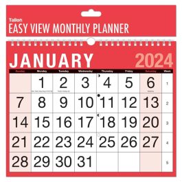 Tallon Red & Black Easy View Monthly Calendar 2024