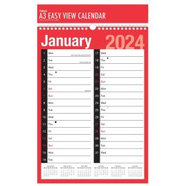 Tallon Red & Black A3 Month To View 2-Column Planner 2024