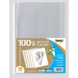 Tiger Punched Pockets A3 Portrait 90 micron Glass Clear Pk 10