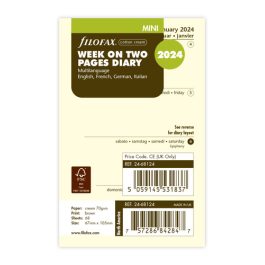 Filofax Mini Week On Two Pages 4 Language Cotton Cream 2024 Diary Refill