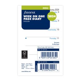 Filofax Mini Week Per Page English 2024 Diary Refill
