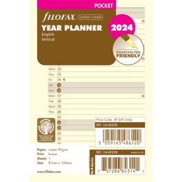 Filofax Pocket Year Planner Vertical Cotton Cream 2024