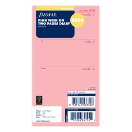Filofax Personal Week On Two Pages English Pink 2024 Diary Refill
