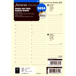 Filofax A5 Week On Two Cotton Cream 5 Lang Column Format 2024 Diary Refill