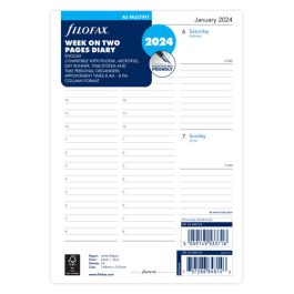 Filofax A5 Week On Two Pages English Column Format 2024 Diary Refill