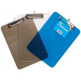 Tiger Moulded PS Clipboard A4 Size Clear Assorted Pk 1