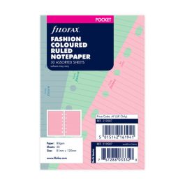 Filofax Pocket Fashion Coloured Ruled Notepaper Refill