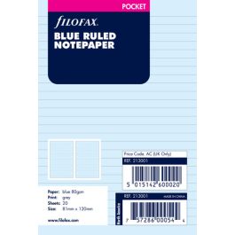 Filofax Pocket Blue Ruled Notepaper Refill