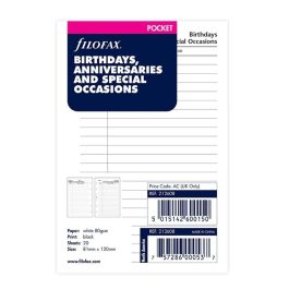 Filofax Pocket Birthdays Anniversaries Refill