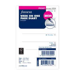 Filofax Pocket Week Per Page 2024 Diary Refill