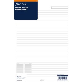 Filofax A4 White Ruled Notepaper Refill