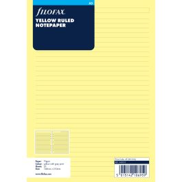 Filofax A5 Yellow Ruled Notepaper Refill
