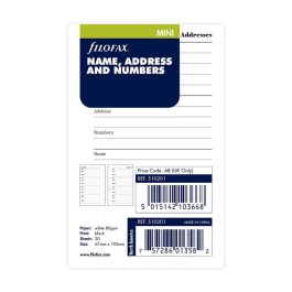 Filofax Mini Name address and telephone number Refill