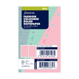 Filofax Mini Fashion Coloured Ruled Notepaper Refill