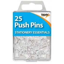 Essentials Hang Pack Clear Push Pins Pk 25