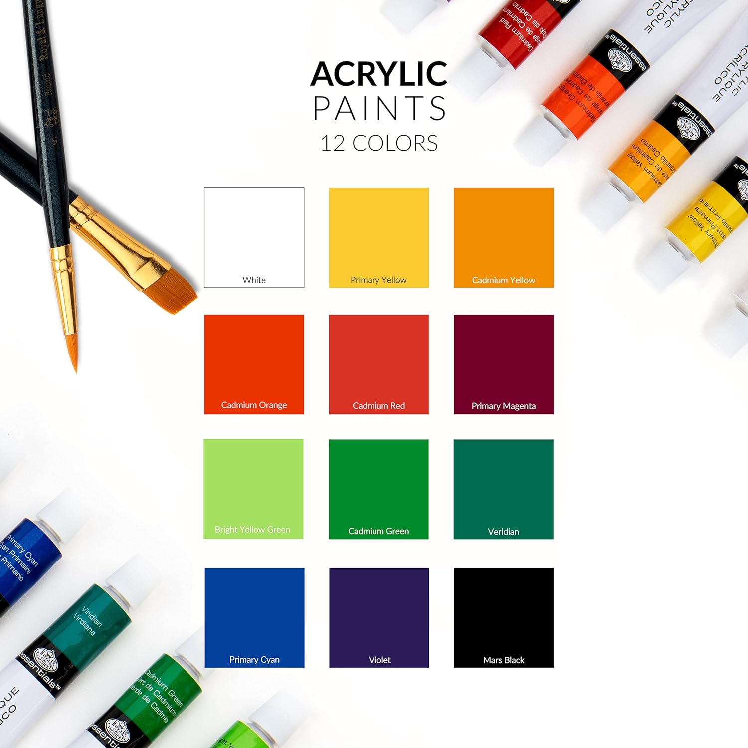 Peinture Acrylique Royal & Langnickel - 18 Tubes De 21 Ml - Palette Couleurs Pour Artistes