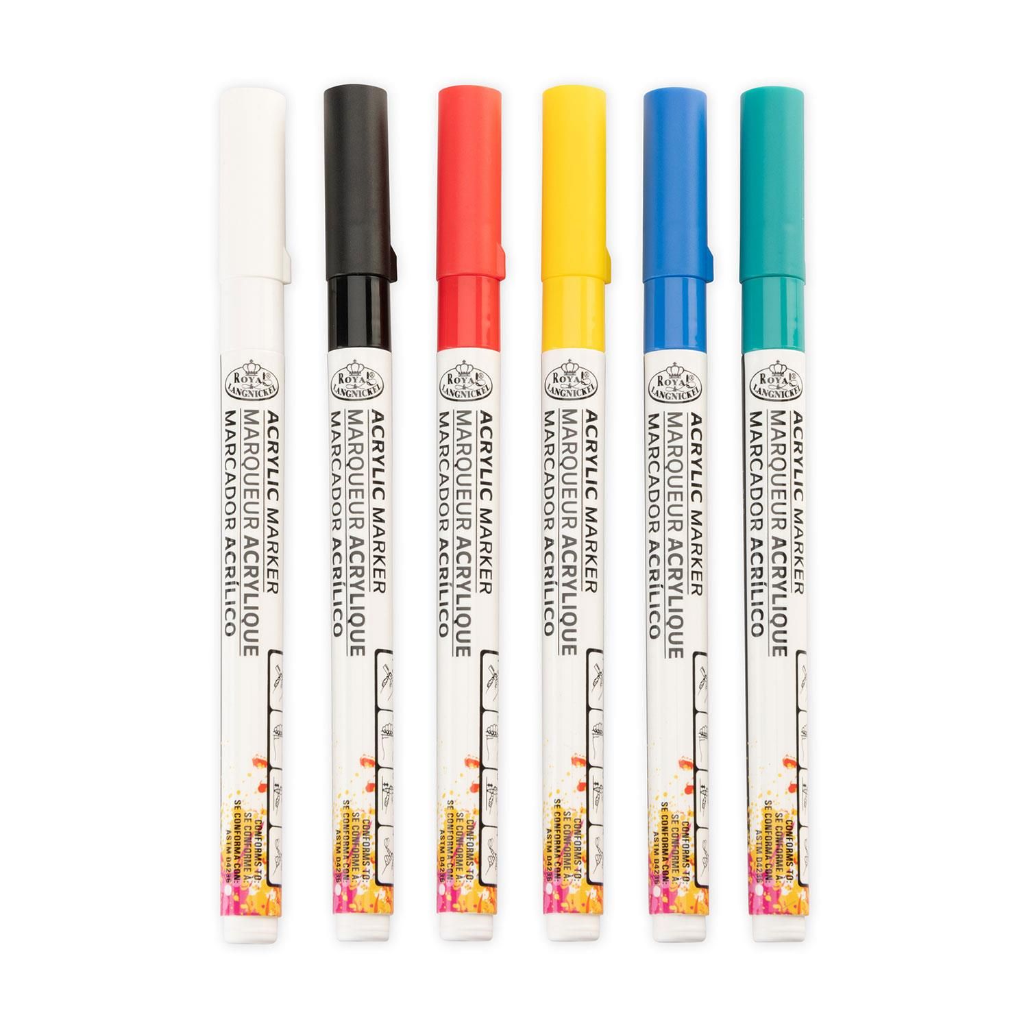 Royal & Langnickel Acrylic Paint Markers 1.2mm Primary Pack of 6 - Image 2