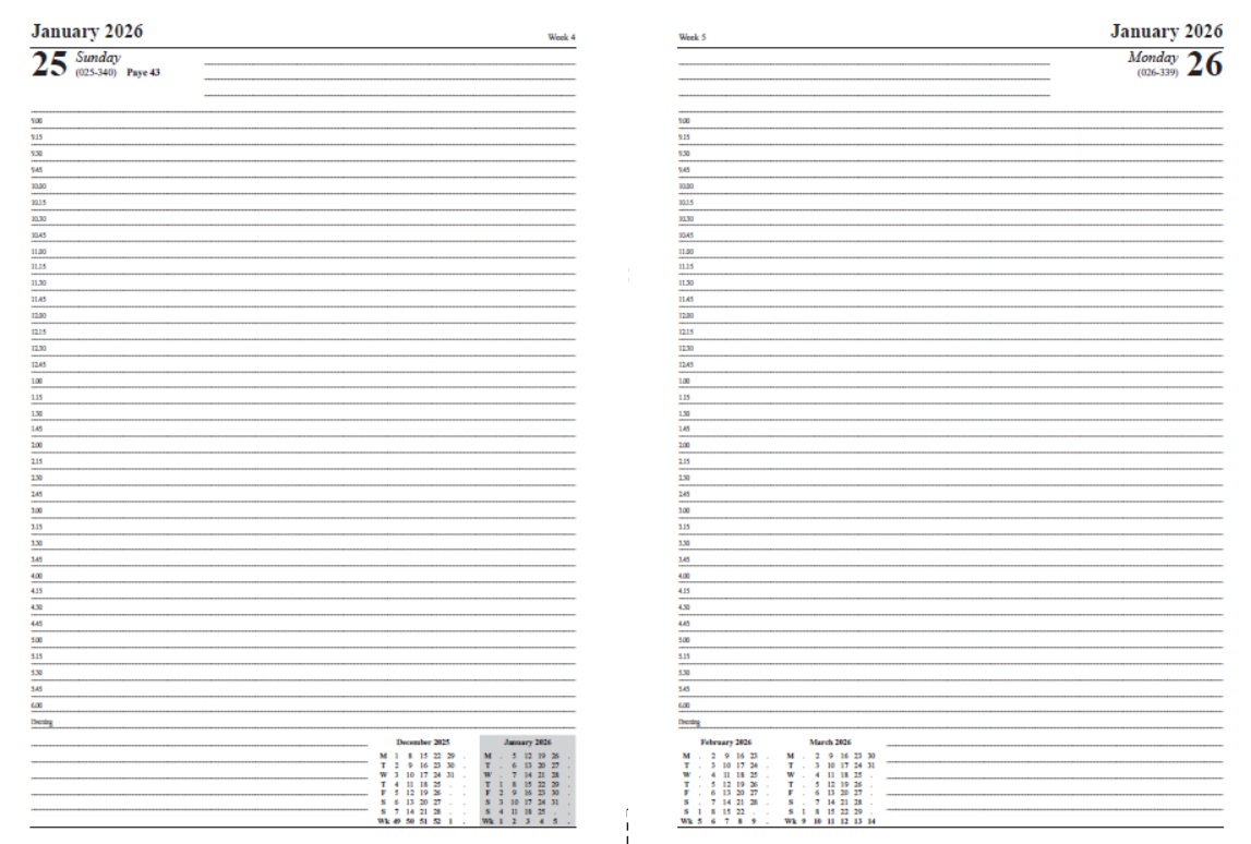 Desk Diaries A5 & A4 Page Per Day Appointments 2026 - Image 5