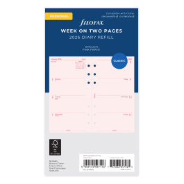 Filofax Personal Week On Two Pages Pink 2026 Diary Refill