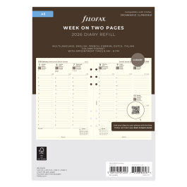 Filofax A5 Week On Two Pages Cotton Cream 2026 Diary Refill