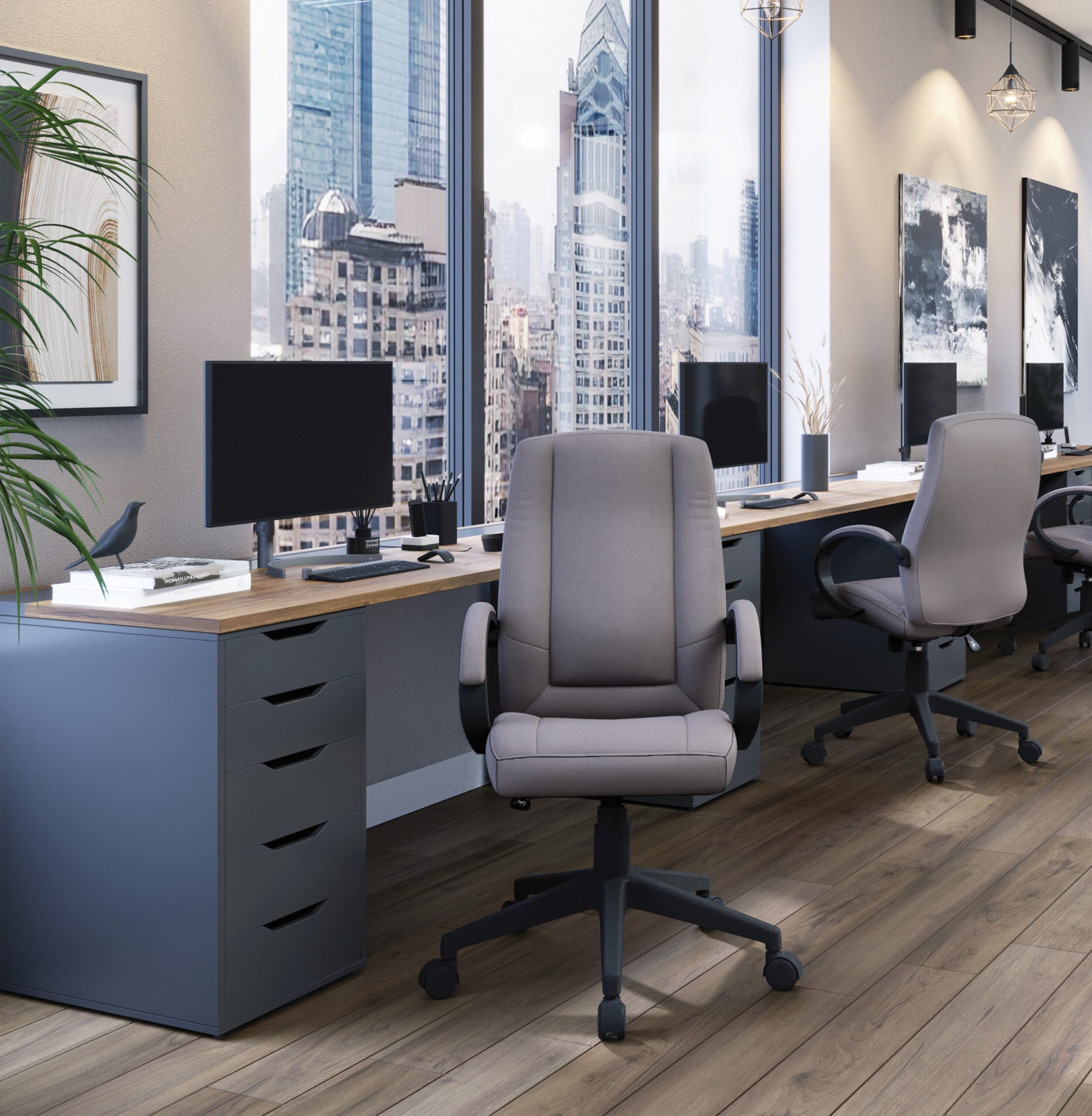 The Dorset High Back Padded Fabric Manager Chair Grey - Image 3